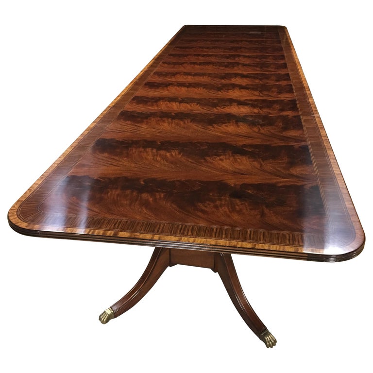 Multi Banded 14 Ft Mahogany Regency Style Dining Table By Leighton Hall For Sale At 1stdibs