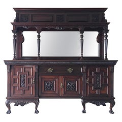 Chippendale Ball-Claw Mahogany Large Buffet with Mirror, 19th Century