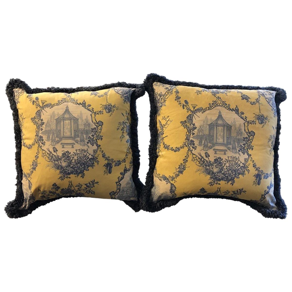 Pair of Louis XVI Style Oversized Toile Pillows, 21st Century