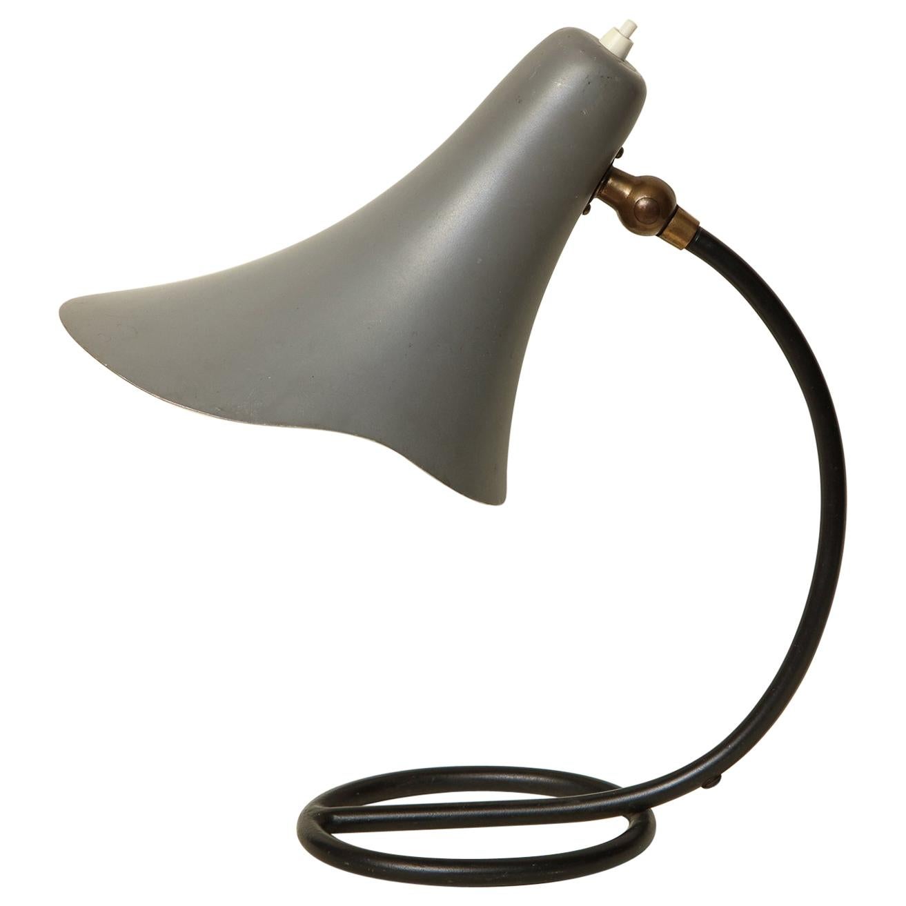 Articulated Table Lamp Mid-Century Modern Painted Metal Shade Adjusts Italy 1950 For Sale