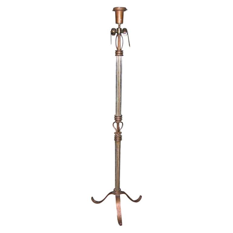 French Gilt Wrought Iron Floor Lamp For Sale