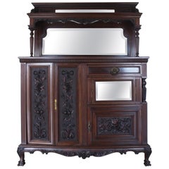  Chippendale Style Ball-Claw Mahogany Display Buffet with Marble, 19th Century