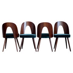 Set of 4 Dining Chairs by Antonin Šuman in Green Velvet by Kvadrat, Midcentury