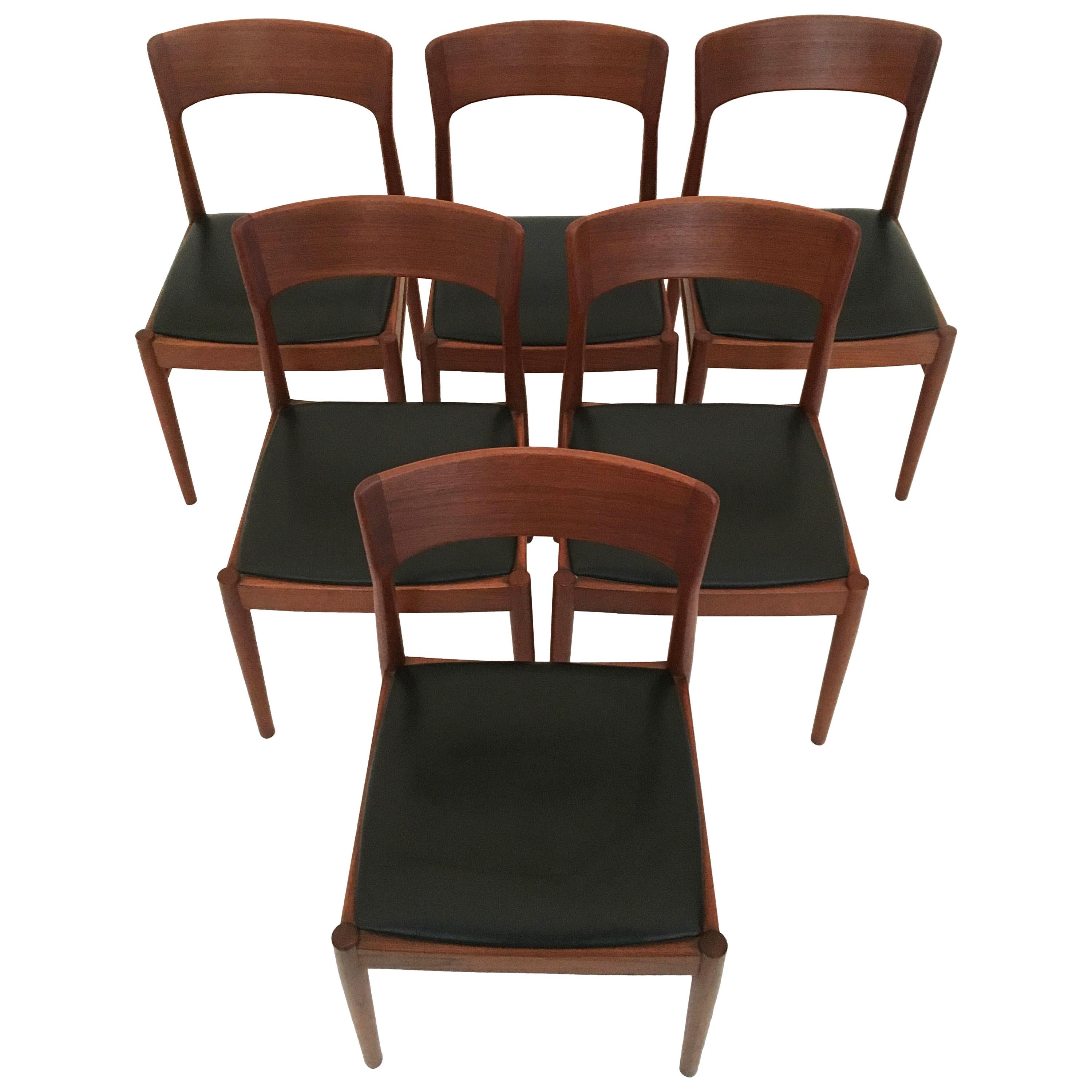 Kai Kristiansen Six Dining Chairs in Teak for Korup Stolefabrik, Denmark, 1960s