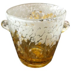 Venini Yellow and White Murano Glass Ice Bucket Made in Italy in the 1980s