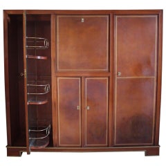 Vintage 1960s Mahogany and Leather drinks Station Cabinet
