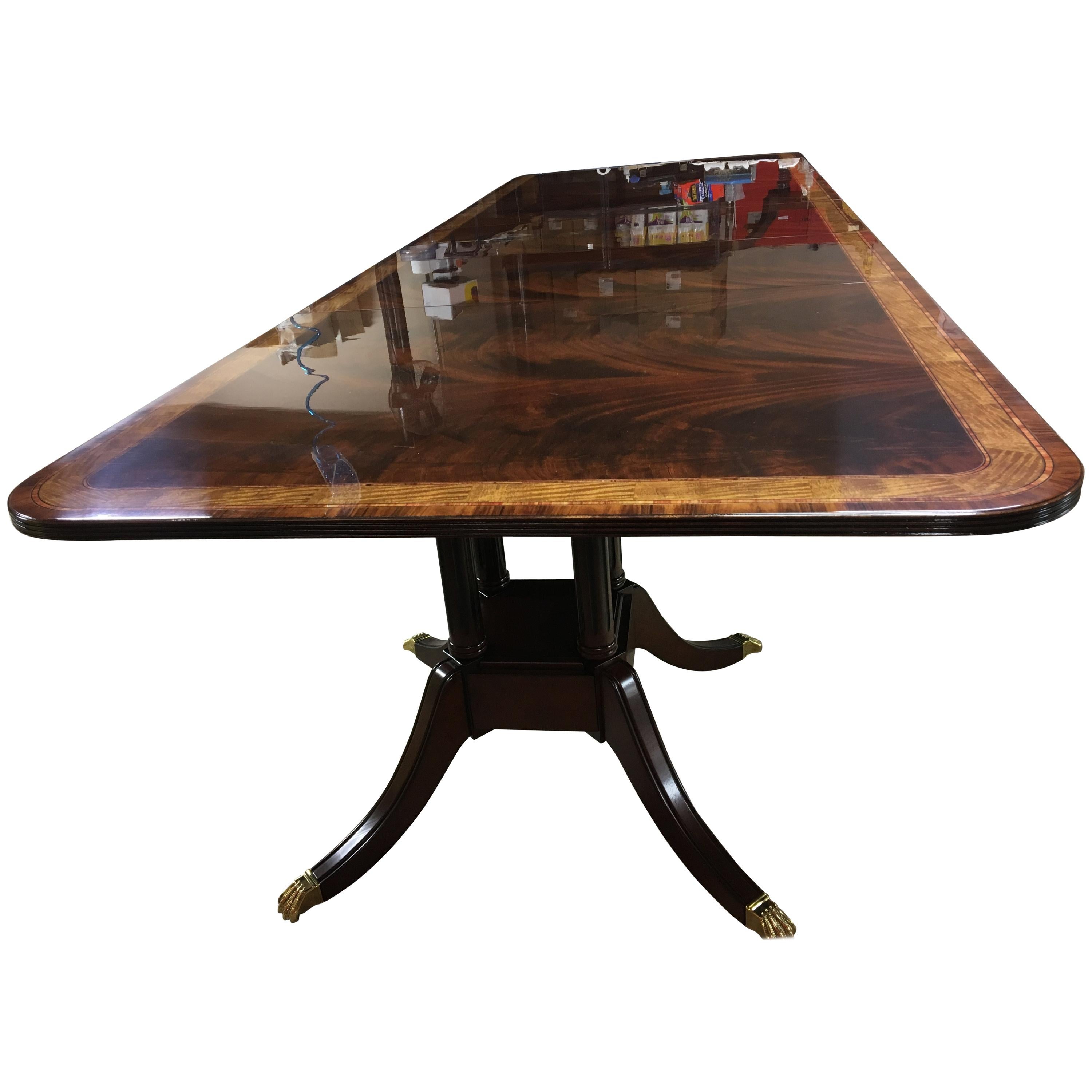Large Mahogany Georgian Style Dining Table by Leighton Hall For Sale