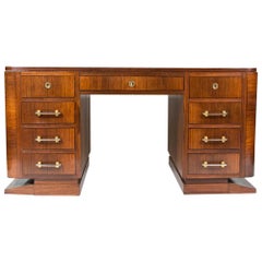 Art Deco Rosewood Freestanding Pedestal Desk