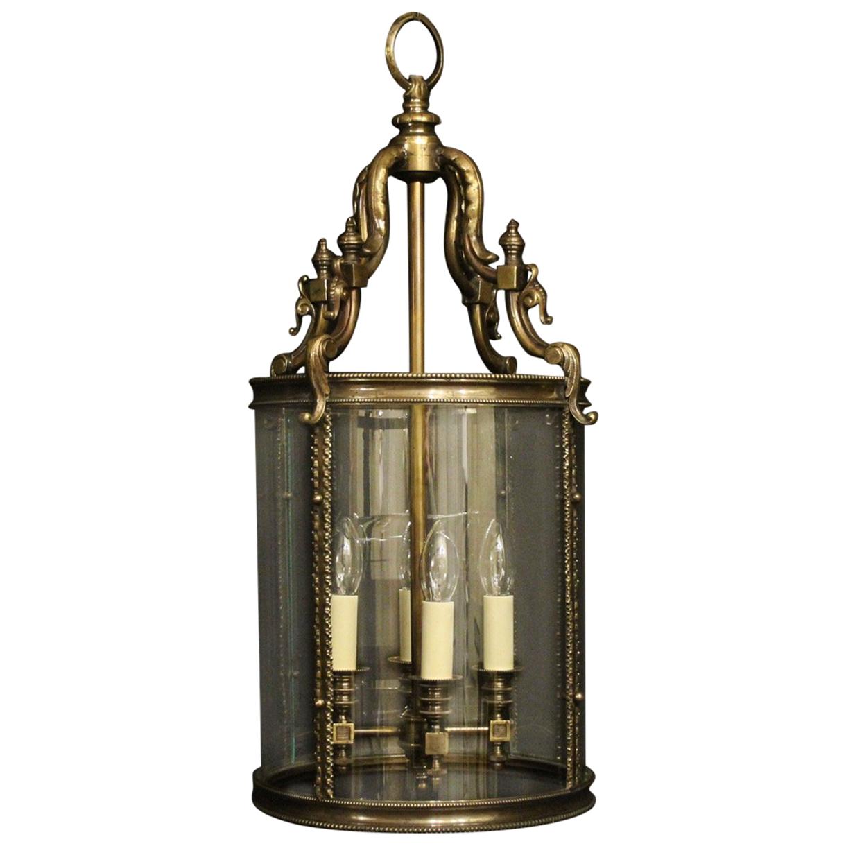English Bronze 4-Light Antique Convex Lantern