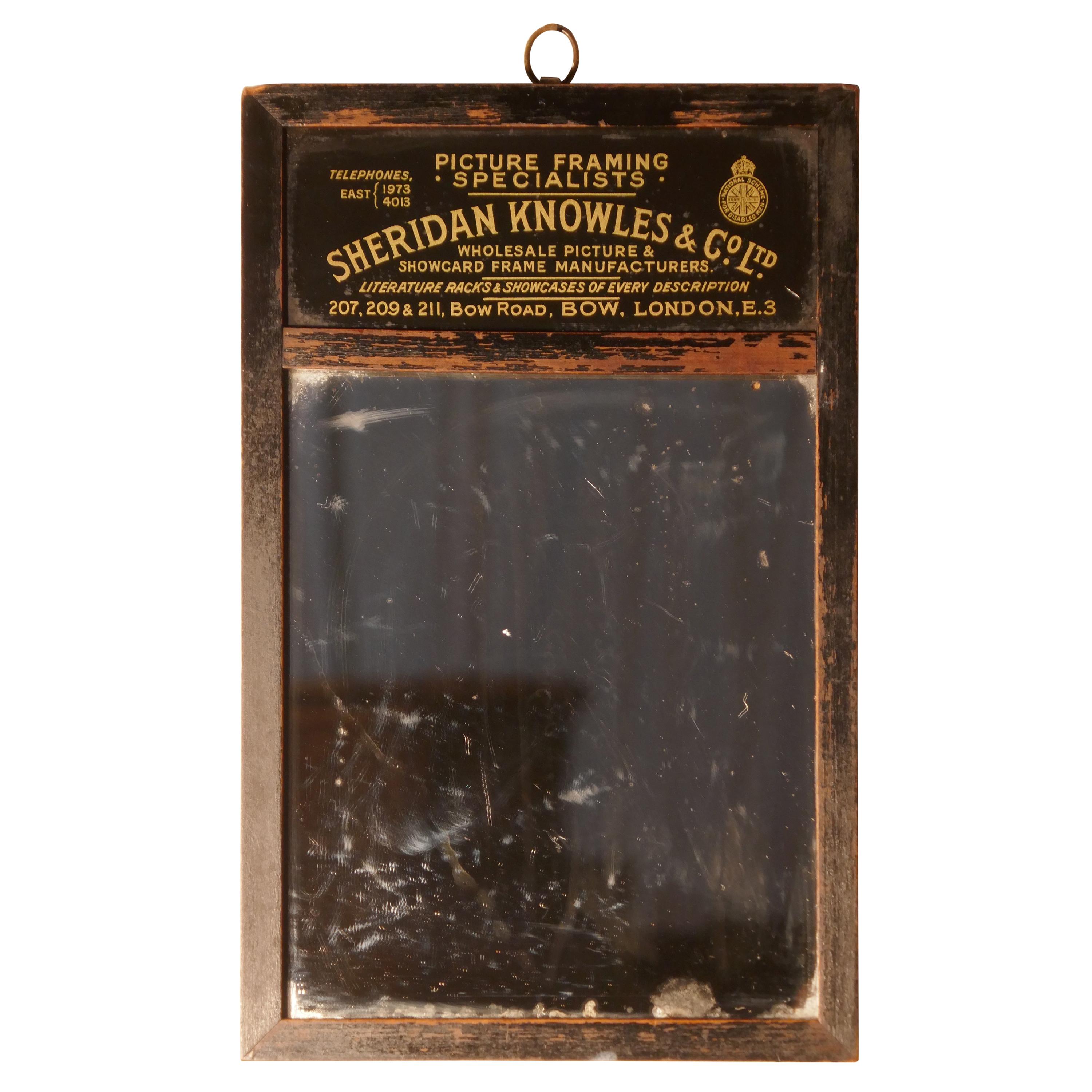 Advertising Mirror, Sheridan Knowles & Co Ltd Bow, London For Sale