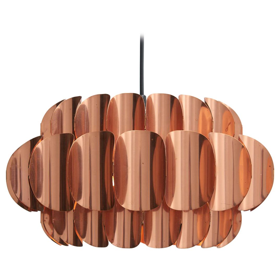 Red Copper Leaf Suspension Lamp, Designed by Thorsten Orrling