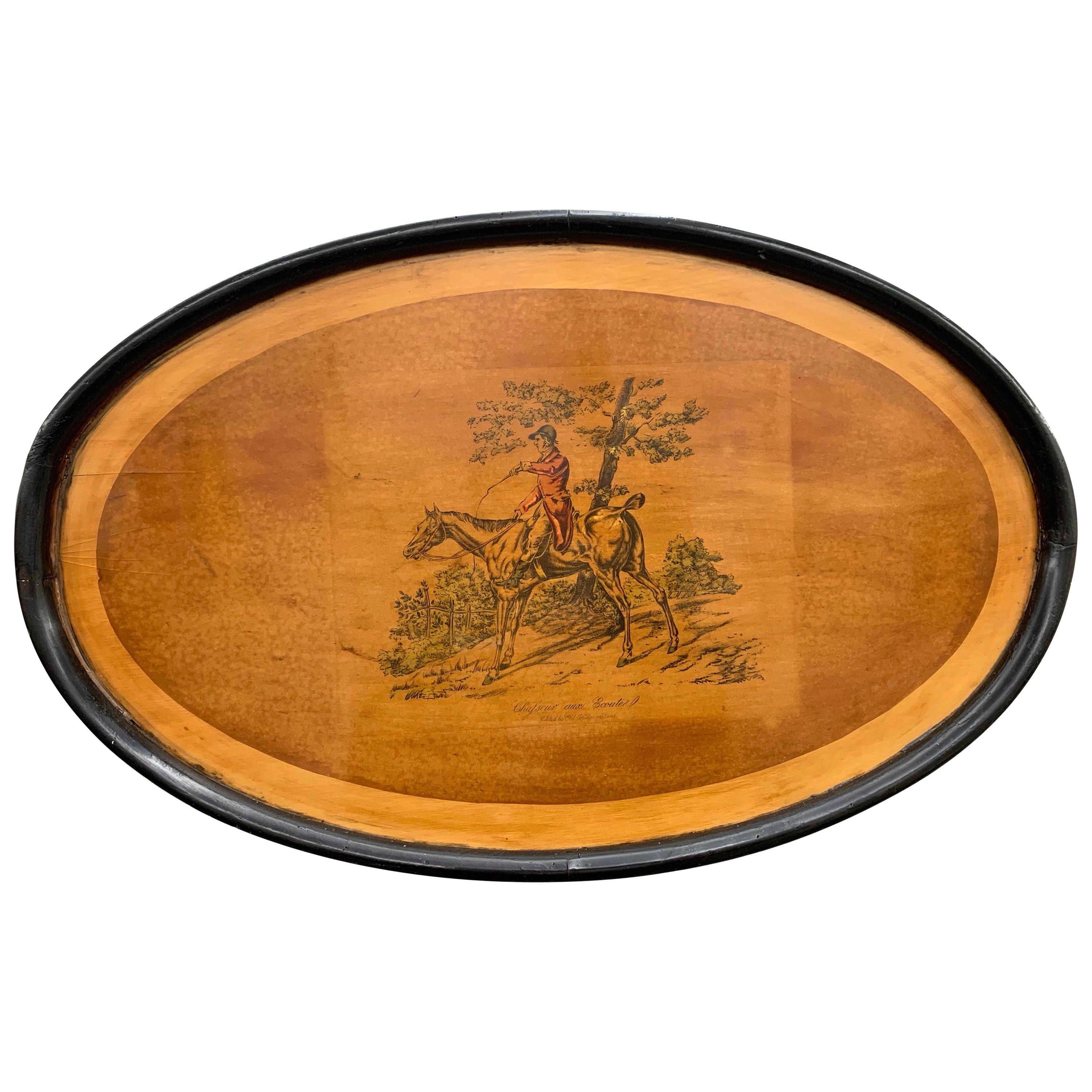 Large Ebonized Wooden Tray, Table or Wall, England, 1930s