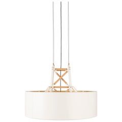 Moooi Construction Pendant Lamp Medium in White and Wood with Brass Details