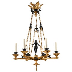 “Crotales Player” Chandelier Attributed to F. Barbedienne, France, Circa 1860