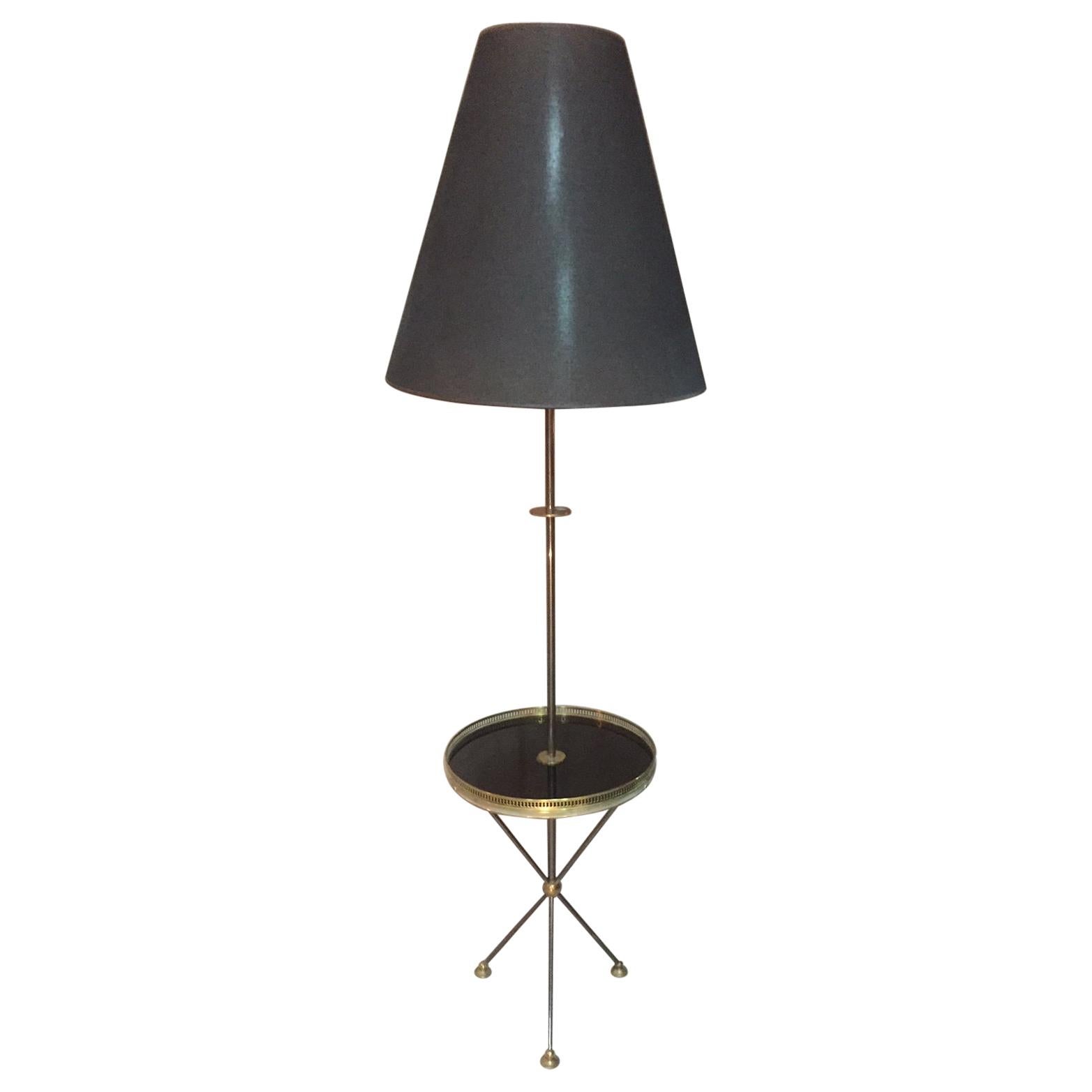 20th Century, French Gilded Brass Floor Lamp, 1950s