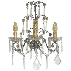 Pair of Early 19th Century French Louis XV Style Crystal and Brass Sconces