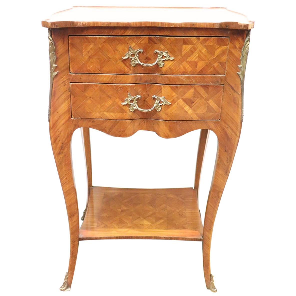 20th Century Italian Louis XV Style Marquetry Wood Side Table or Nightstand