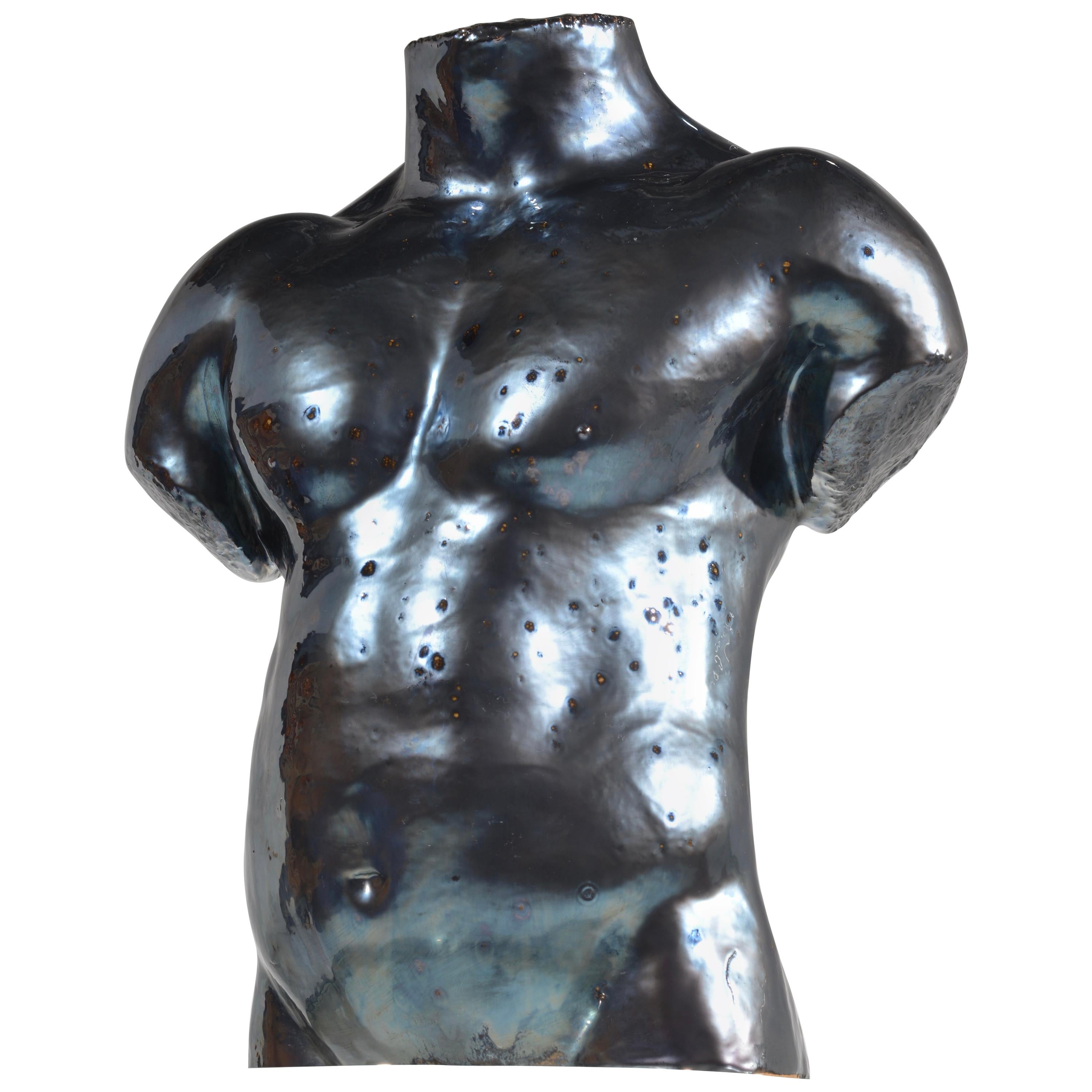 Life Size Ceramic Male Bust by Artist S Porter, circa 1985