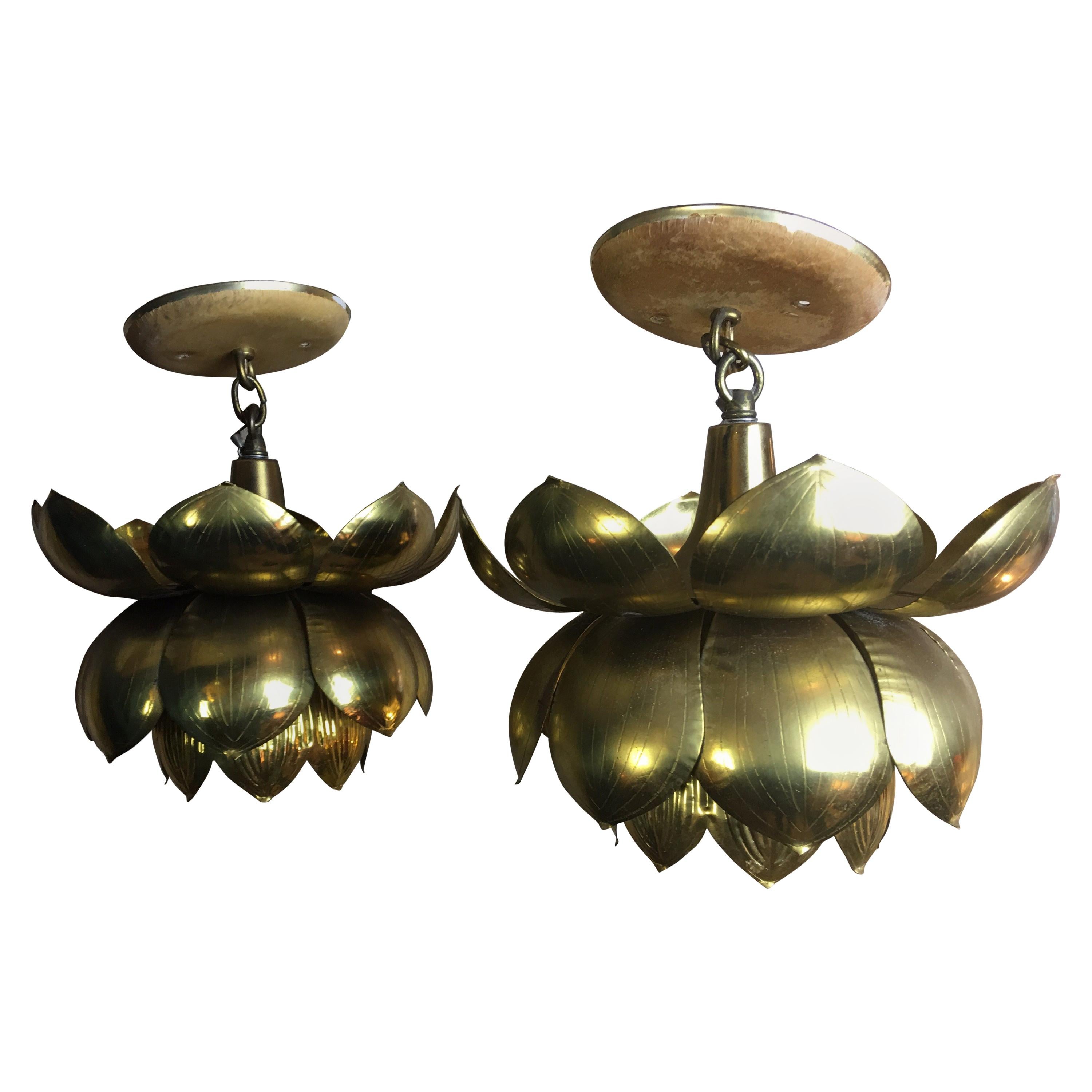 Feldman Lighting Company Pair of Lotus Pendant