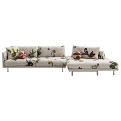 Josh Sofa by Edward Van Vliet for Moroso in Floral and Nature Patterned Fabric