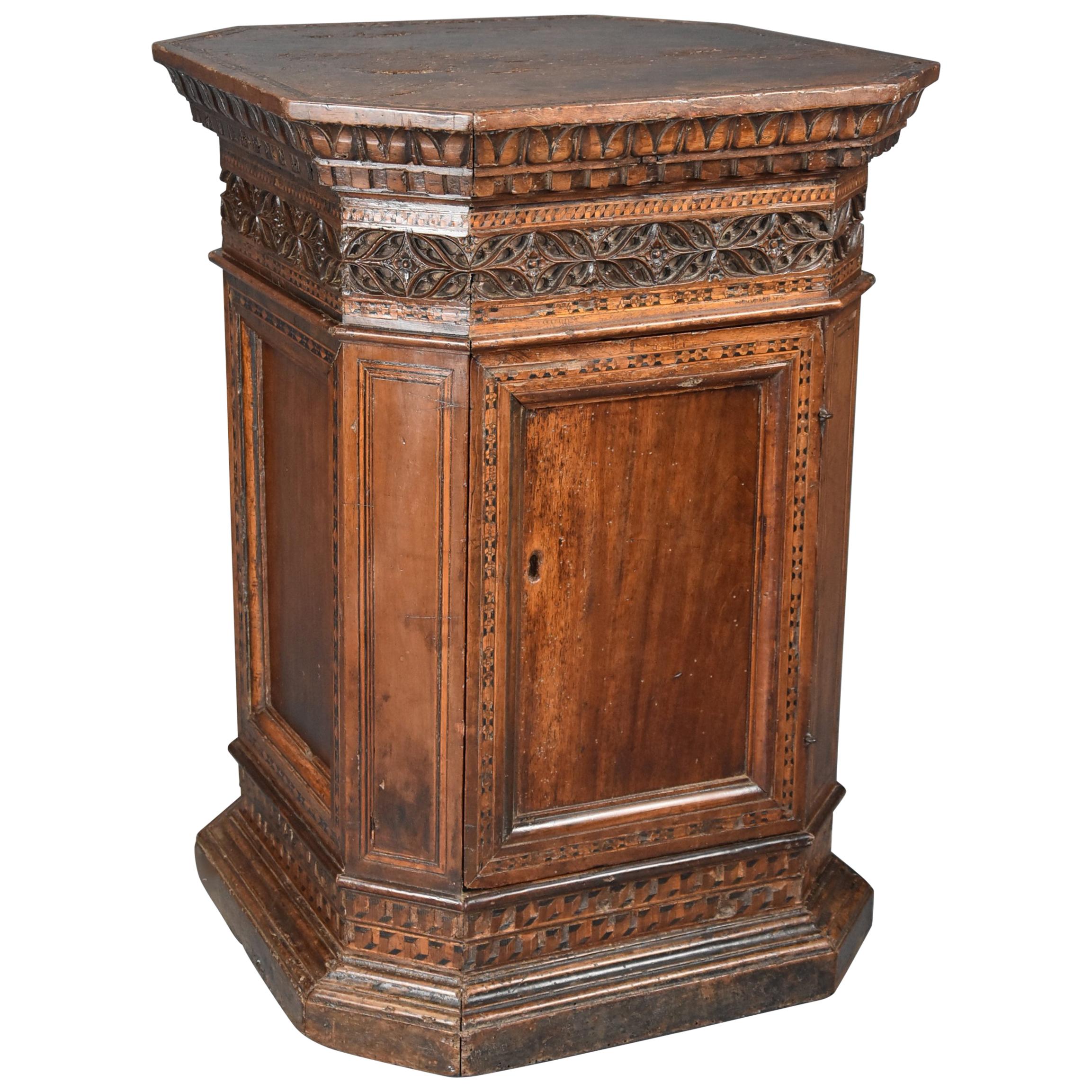 Extremely Rare Tuscan 15th Century Early Renaissance Walnut Sacristy Cupboard For Sale