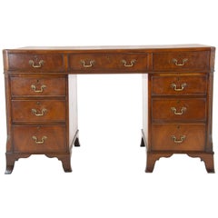 Antique Double Pedestal Desk, Walnut Desk, Leather Top, Scotland, 1920, Antiques, B1283