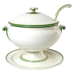 Antique Wedgwood Queen's Ware Soup Tureen, Underplate & Laddle, Lloyd J Bleir Collection