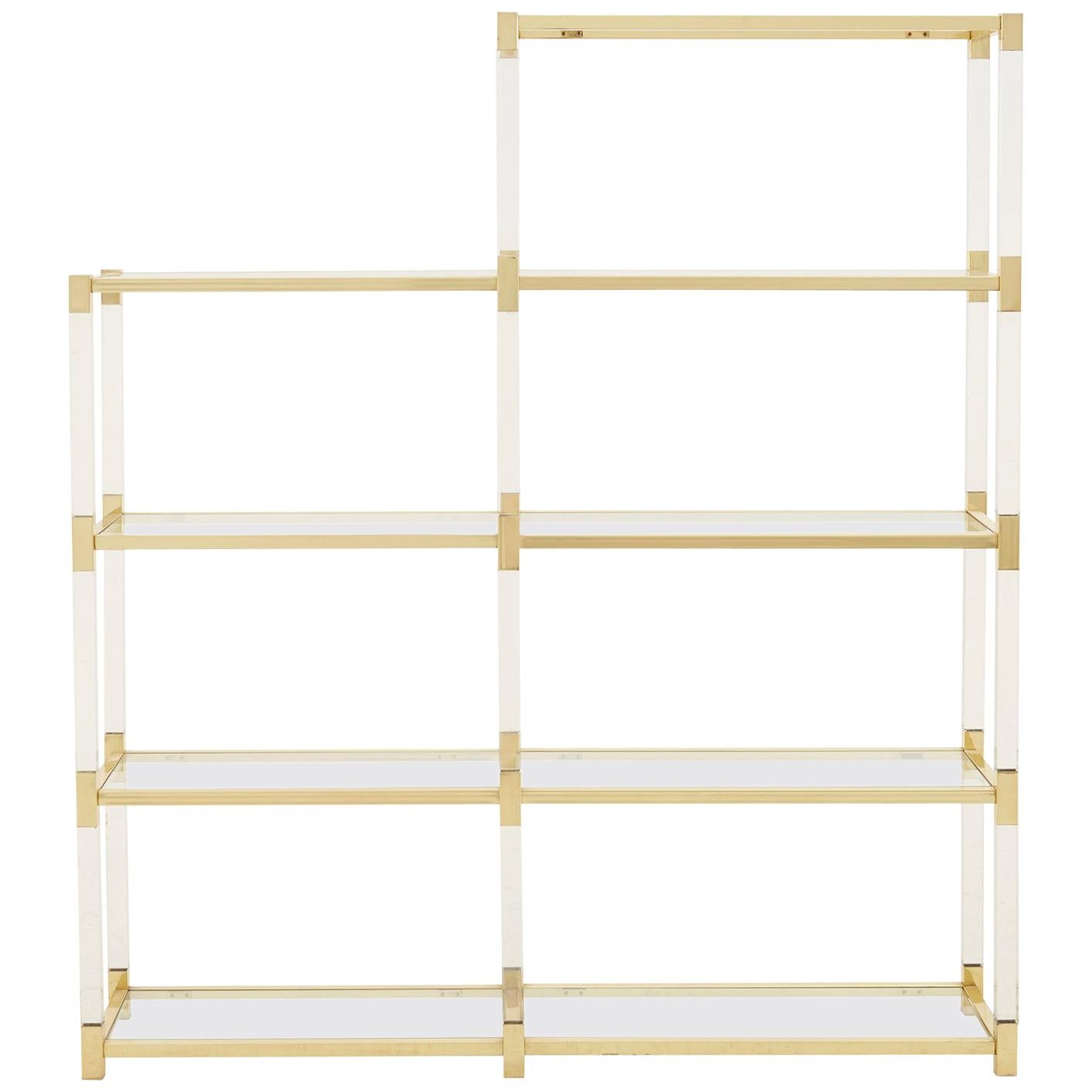 Spanish Midcentury Brass and Lucite Etagere