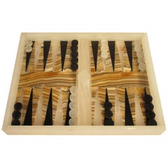 1960s Onyx and Marble Backgammon Set