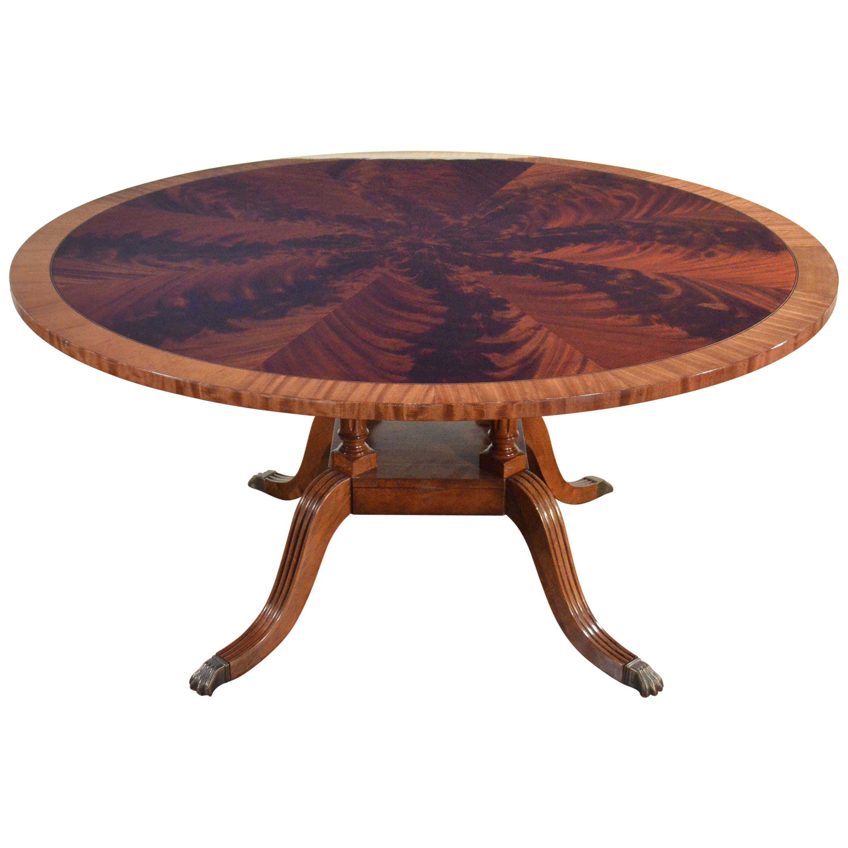 Round Mahogany Georgian Style Pedestal Dining Table by Leighton Hall For Sale