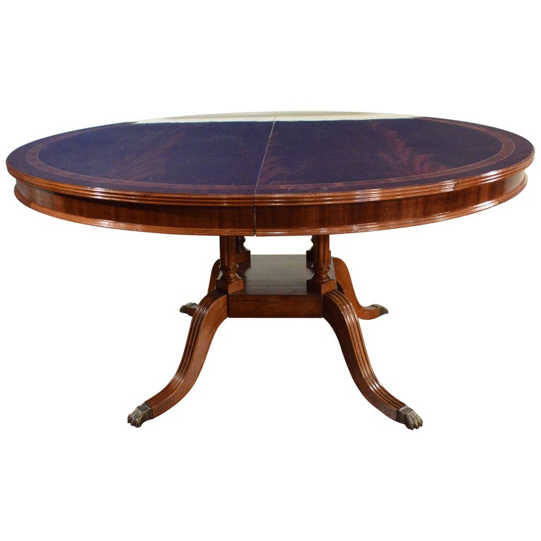 Round Oval Mahogany Georgian Style, Round Pedestal Hall Table