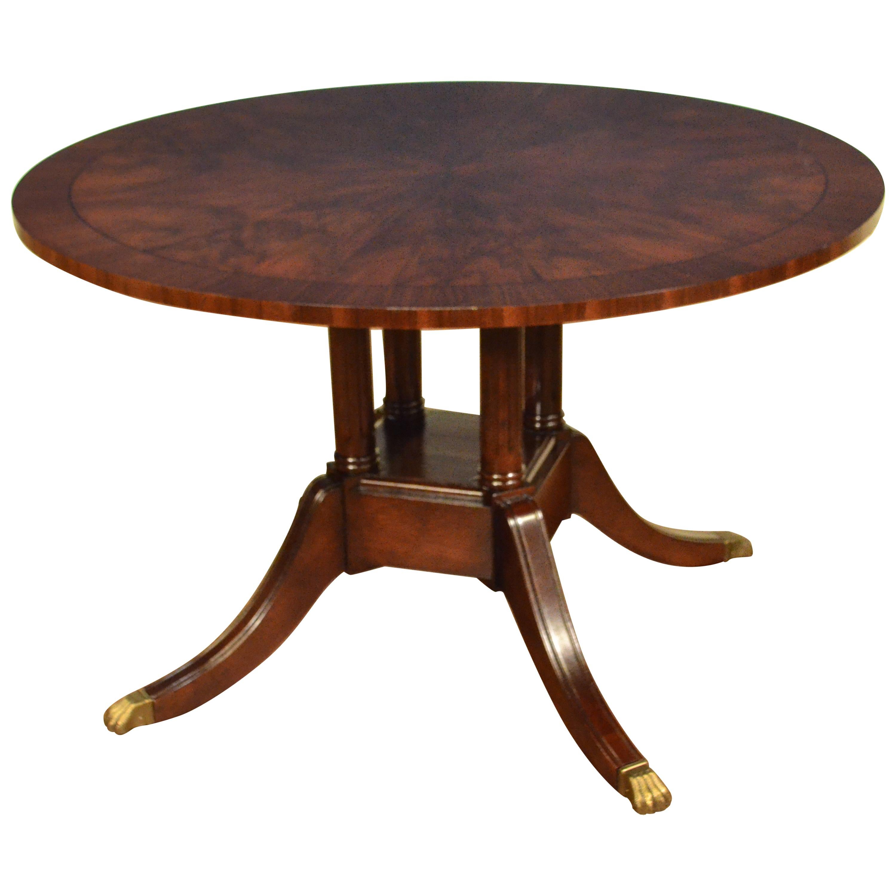 Round Walnut Georgian Style Pedestal Dining Table by Leighton Hall For Sale