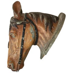 Antique 19th Century Painted Metal Horse Head