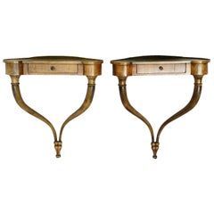 Pair of Small Console Tables French Country House Demilune Wall Mounted Shelves