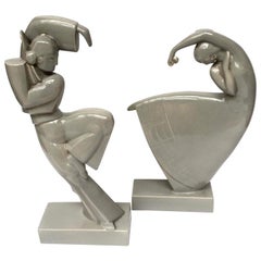 Spanish Dancers Big Porcelain Figurines Pair ROBJ Paris, France 1929-1930