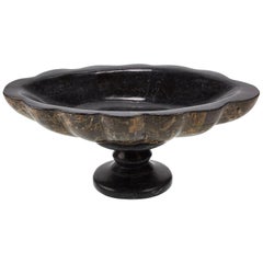 Elevated Tessellated Stone Shell Bowl in Black and Snakeskin Stones, 1990s