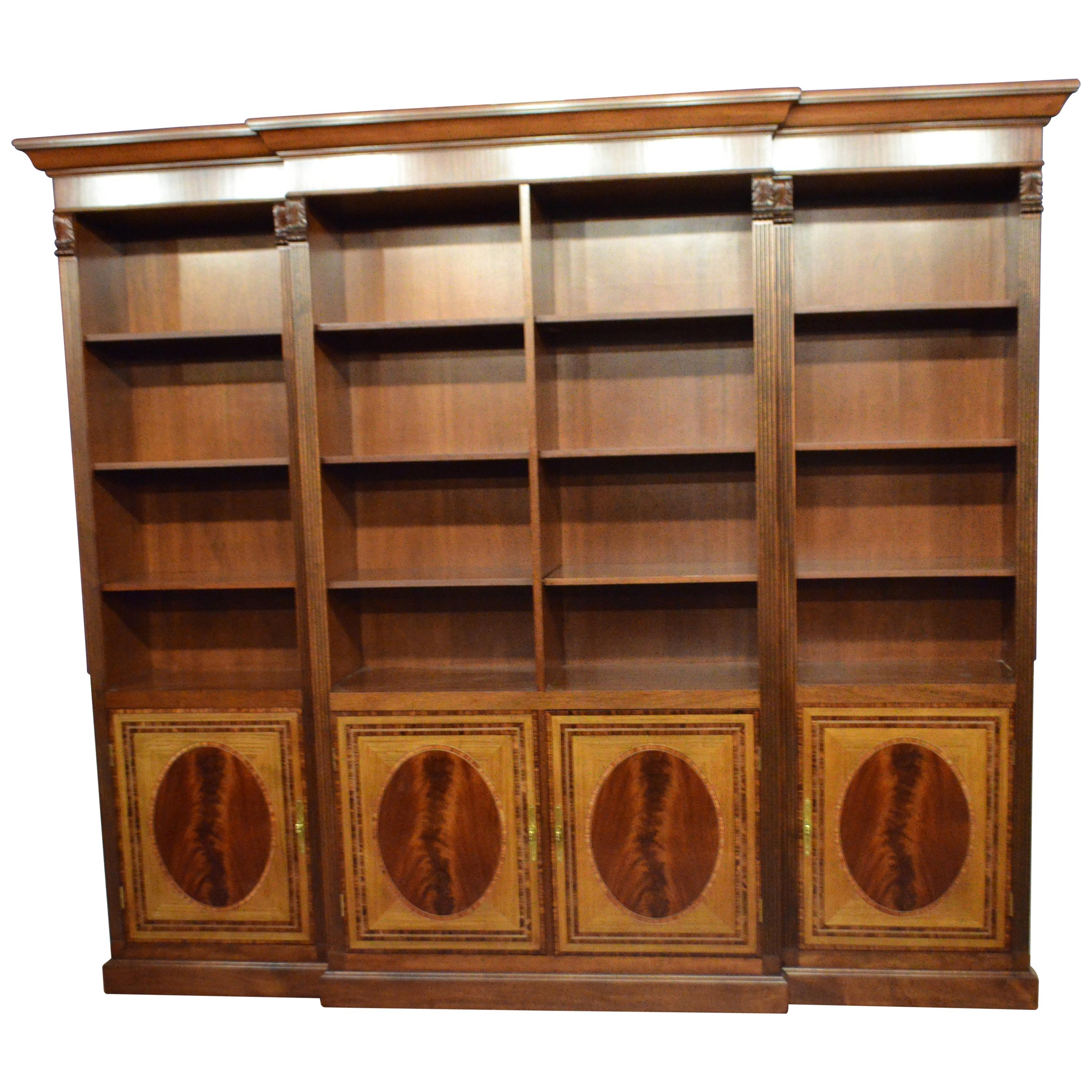 Large Mahogany Georgian Style Four-Door Bookcase by Leighton Hall For Sale
