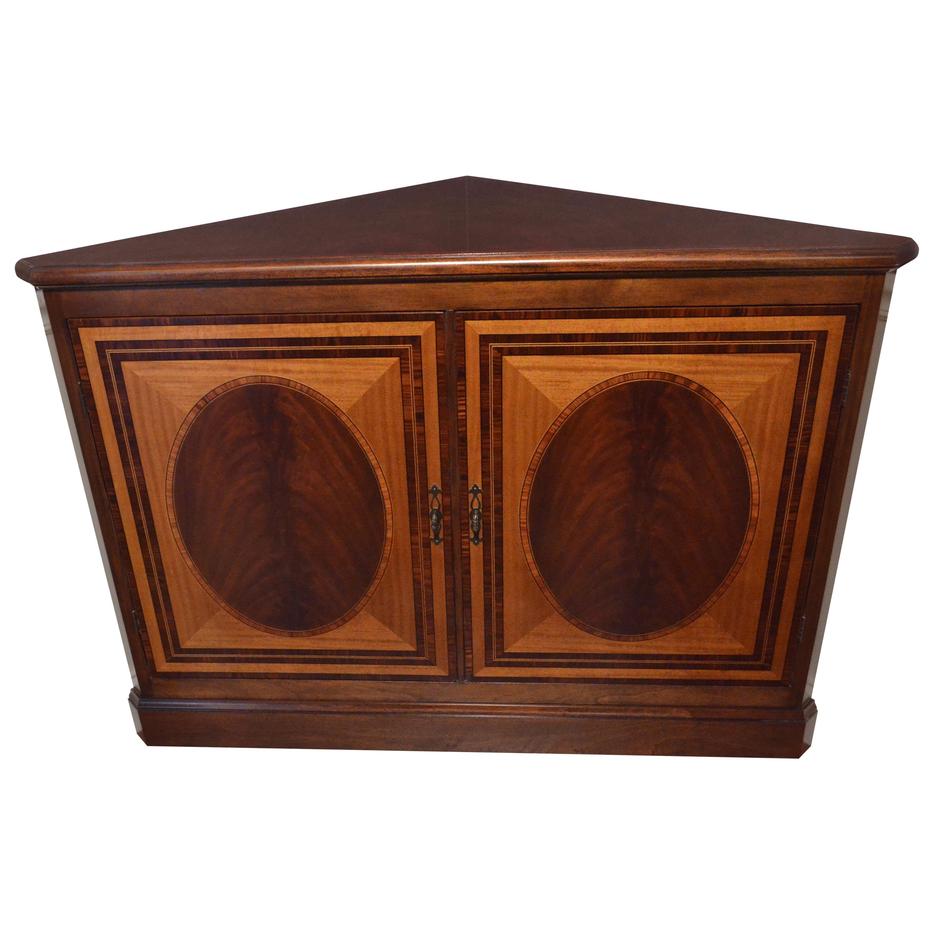 Mahogany Georgian Style Two-Door Corner Cabinet by Leighton Hall For Sale