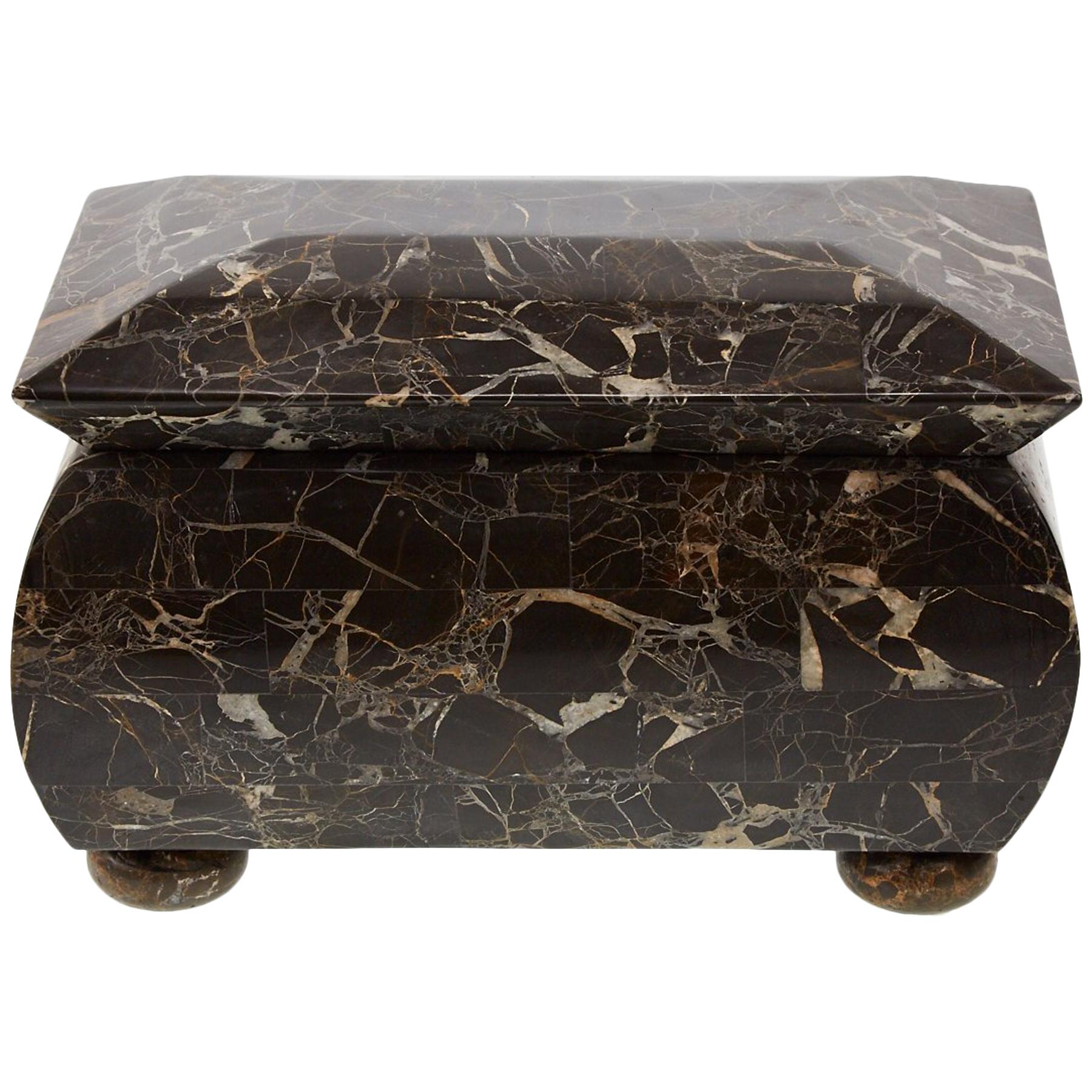 Large "Regency III" Tessellated Snakeskin Stone Tea Caddy or Hinged Box, 1990s For Sale