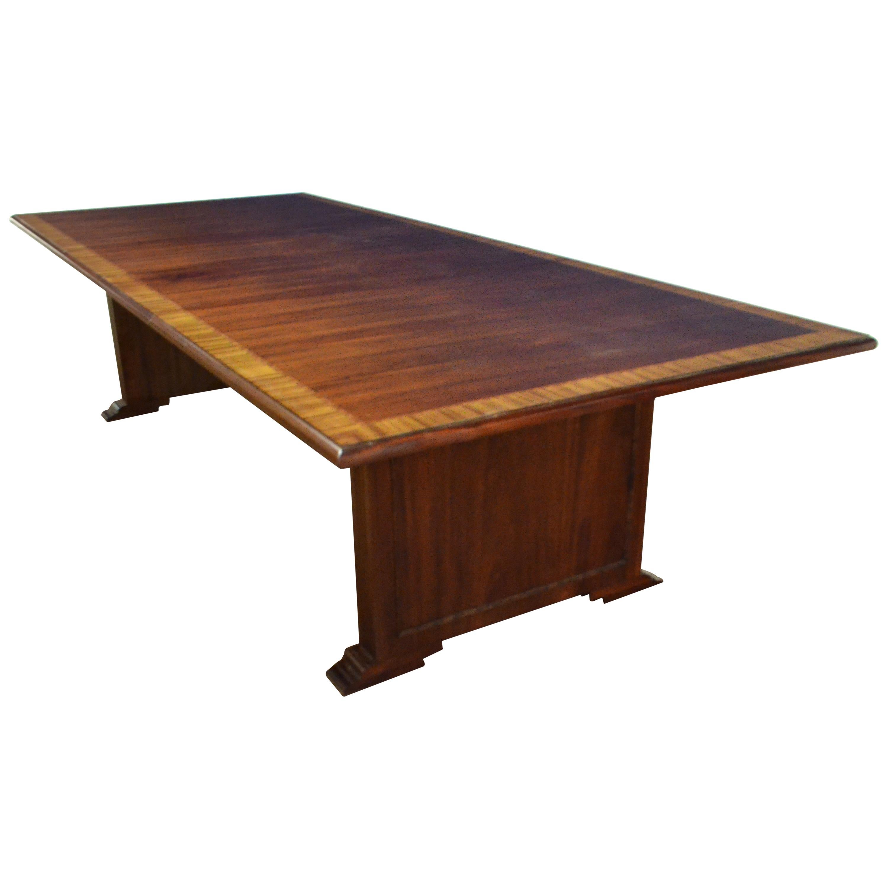 Traditional Mahogany Rectangular Pedestal Conference Table by Leighton Hall
