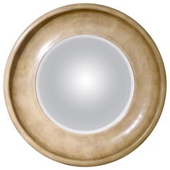 Leather-Covered Circular Mirror Attributed to Maitland Smith