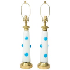 White, Blue Murano Glass Lamps
