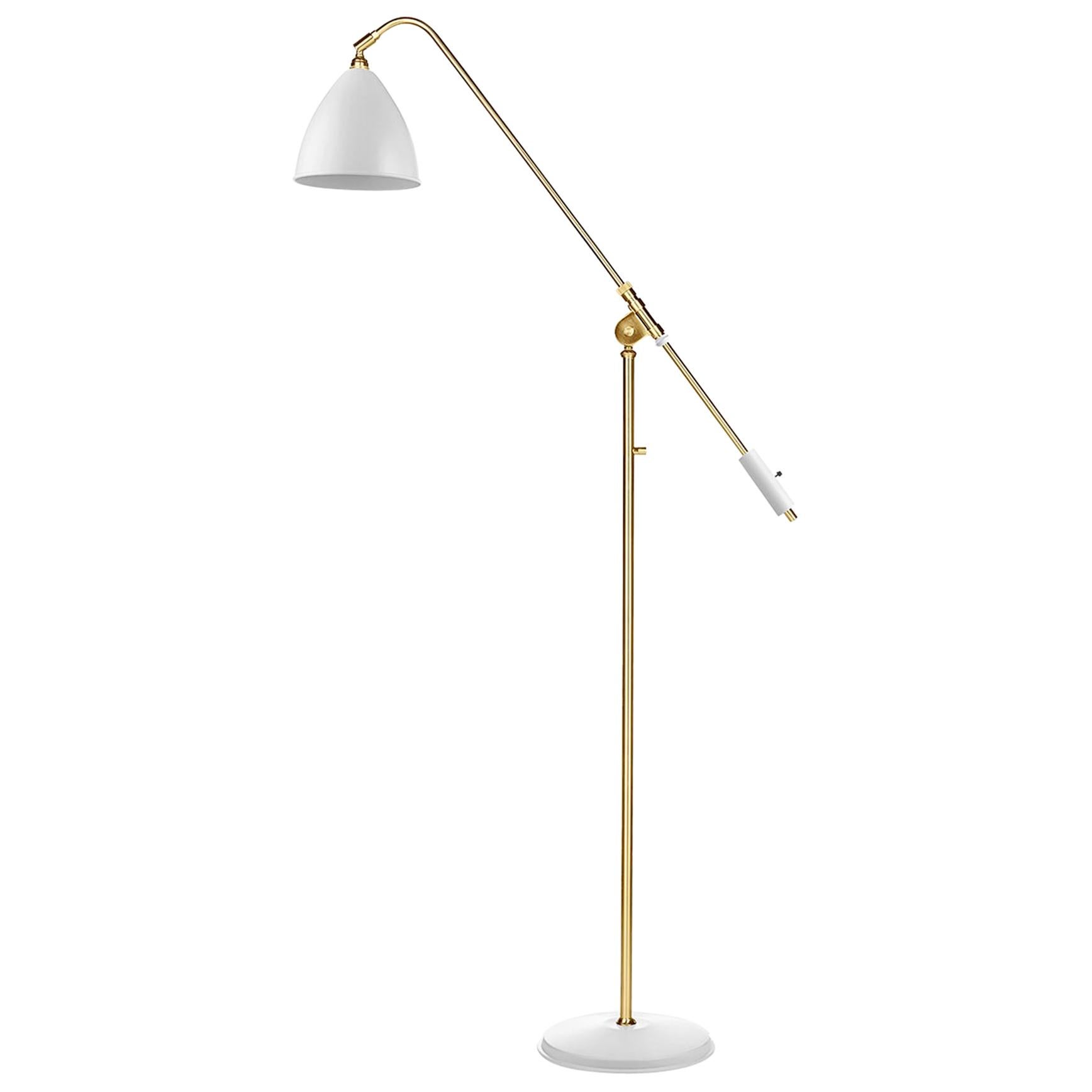 Robert Dudley Bestlite BL4 Floor Lamp, Brass and White