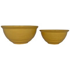 Antique Set of Two 19th Century American Yellowware Mixing Bowls