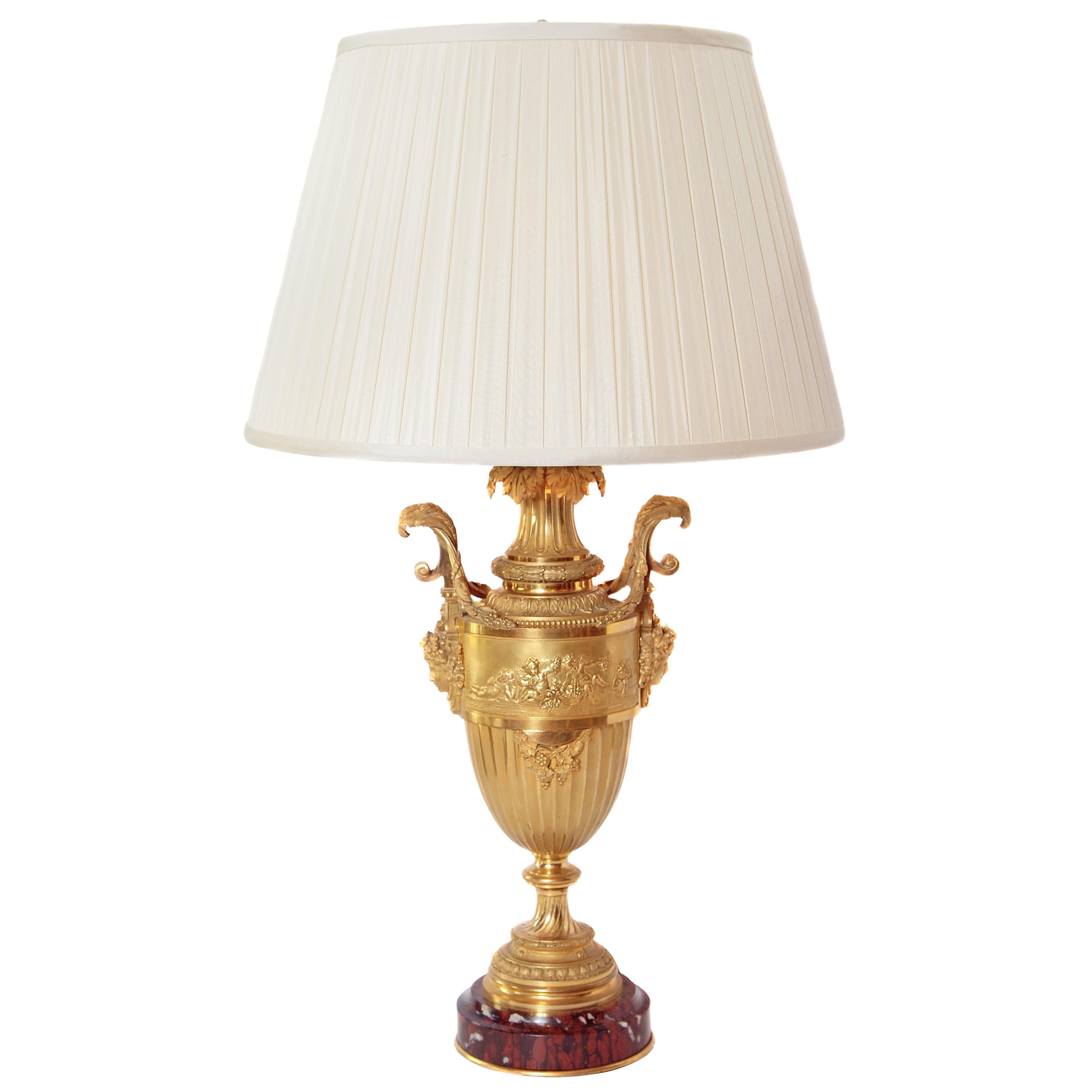 19th Century Gilt Bronze French Lamp