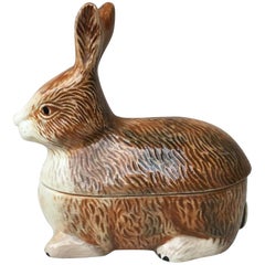 Vintage Majolica Pate Rabbit Tureen