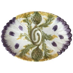 Majolica Asparagus Platter Orchies, circa 1880
