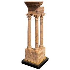 19th Grand Tour Yellow Marble Italian Model of Roman Classical Emperors Temple