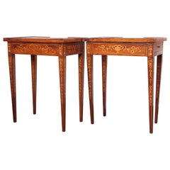 Pair of 19th Century French Louis XVI Marquetry Inlaid Side Tables