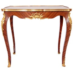 19th French Louis XV Kingwood and Gilt Bronze Side Table attributed to F Linke